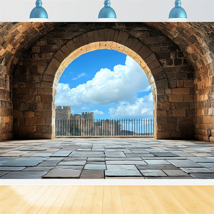 Toile de fond Antique Arche Médiévale Ciel Bleu Vintage CSH4-407