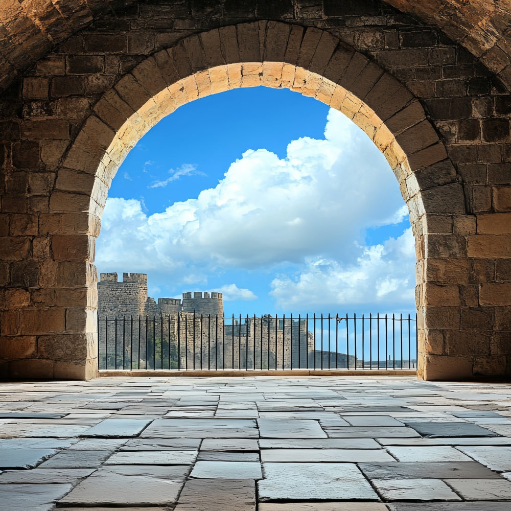 Toile de fond Antique Arche Médiévale Ciel Bleu Vintage CSH4-407