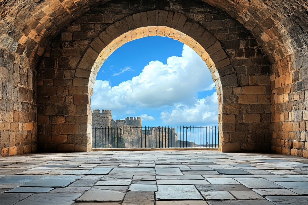 Toile de fond Antique Arche Médiévale Ciel Bleu Vintage CSH4-407