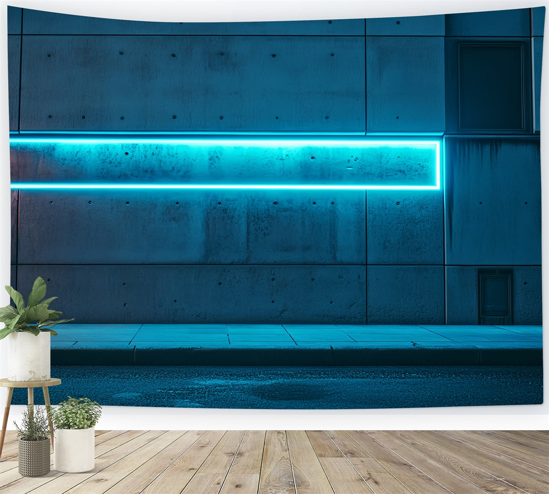 Toile de fond Architecture Mur Lumière Néon Bleue CSH4-409