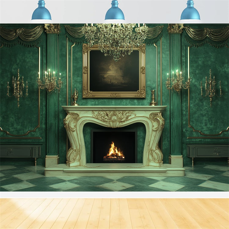 Toile de fond Photo Victorienne Palais Vert Luxueux Vintage CSH4-411