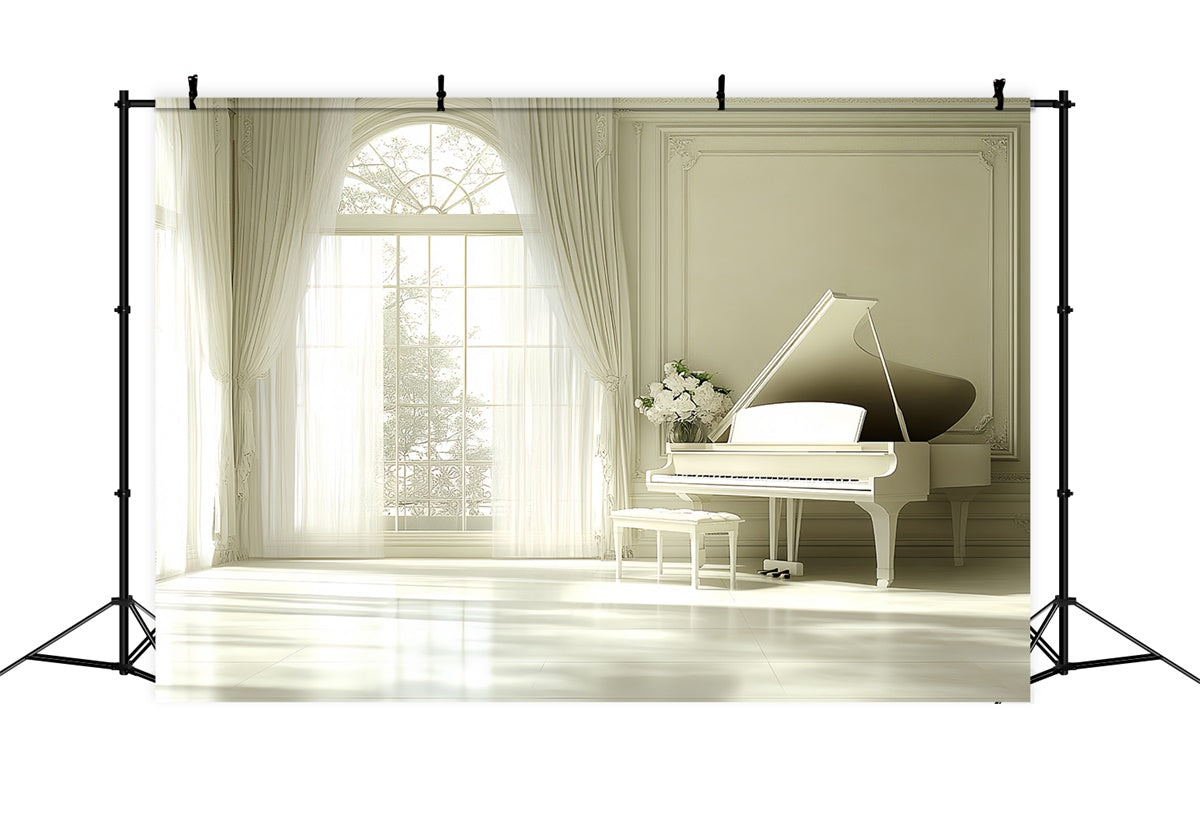 Toile de fond Photo Vintage Piano Blanc Salle Élégante CSH4-414