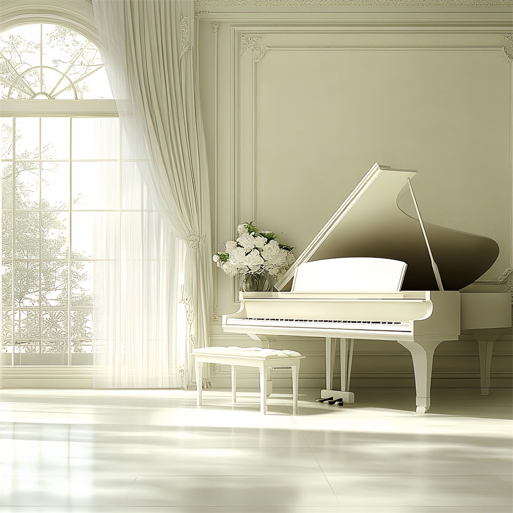 Toile de fond Photo Vintage Piano Blanc Salle Élégante CSH4-414