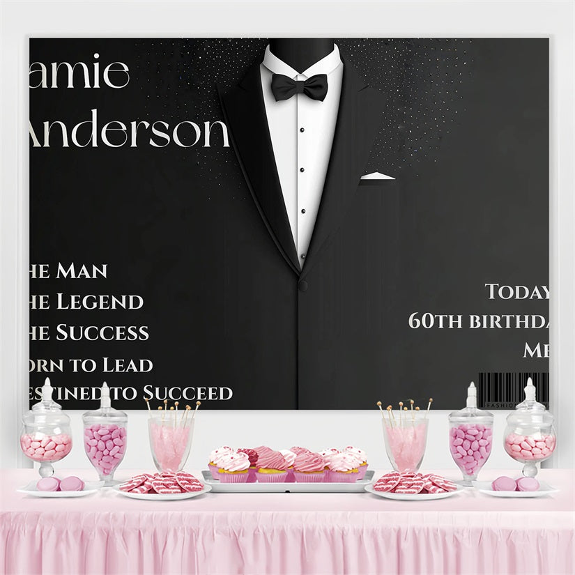 Toile de fond Anniversaire Personnalisé Smoking Noir CSH4-5