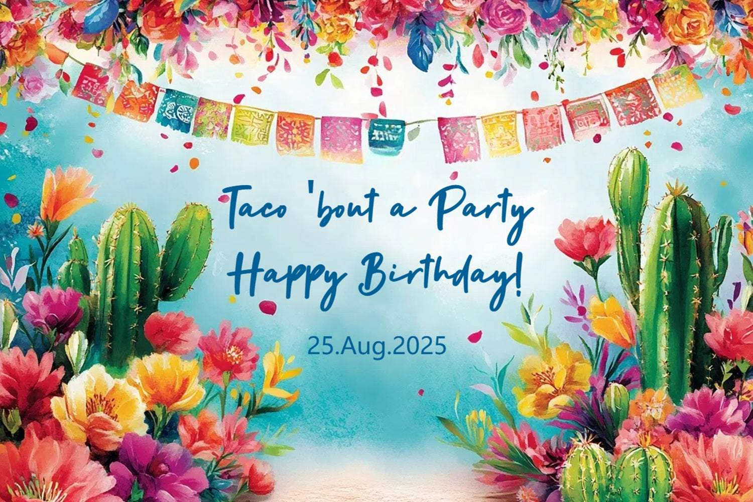 Toile de fond Anniversaire Personnalisé Fiesta Cactus Floral CSH4-54