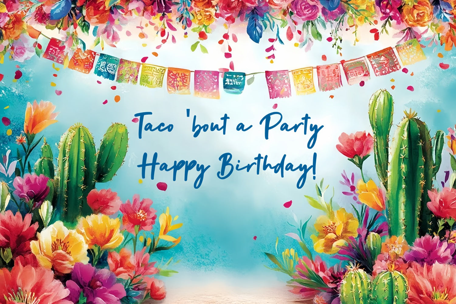 Toile de fond Anniversaire Personnalisé Fiesta Cactus Floral CSH4-54