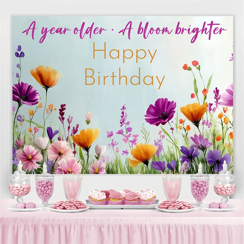 Toile de fond Deco Anniversaire Personnalisé Prairie Fleurie CSH4-55