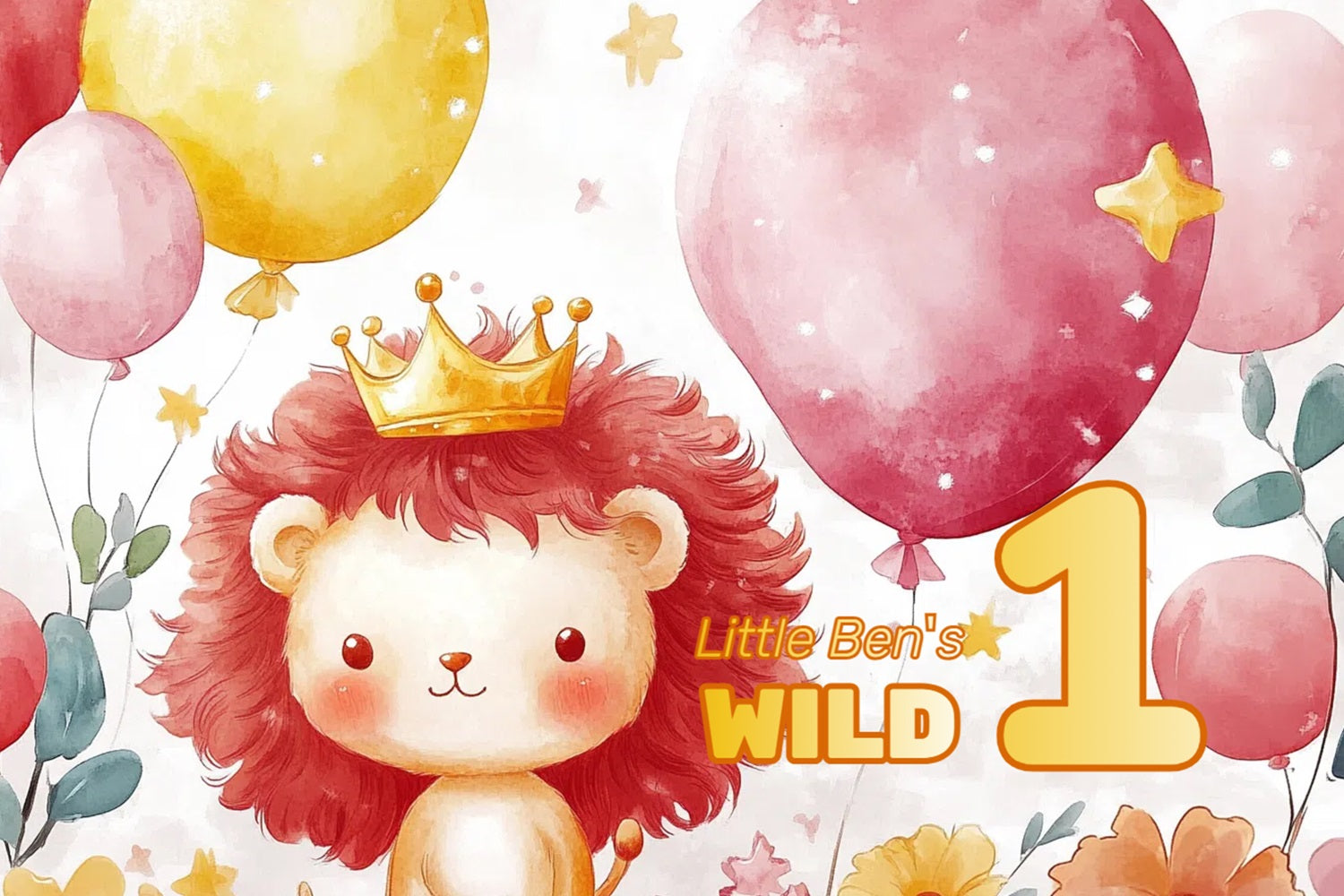 Toile de fond Anniversaire Personnalisé Couronne Lion Wild One 1er Anniversaire CSH4-57