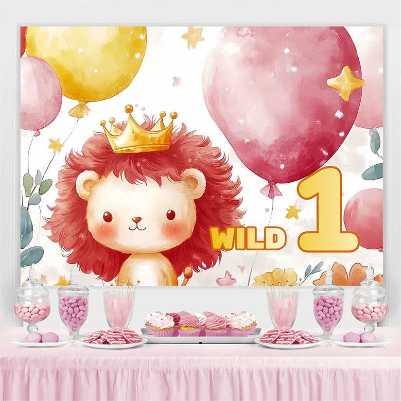 Toile de fond Anniversaire Personnalisé Couronne Lion Wild One 1er Anniversaire CSH4-57