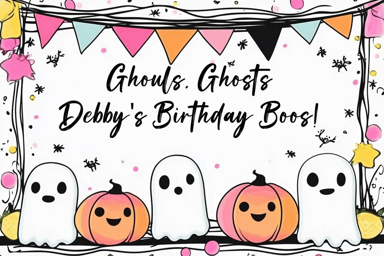 Toile de fond Anniversaire Personnalisée Fantôme Citrouille CSH4-59