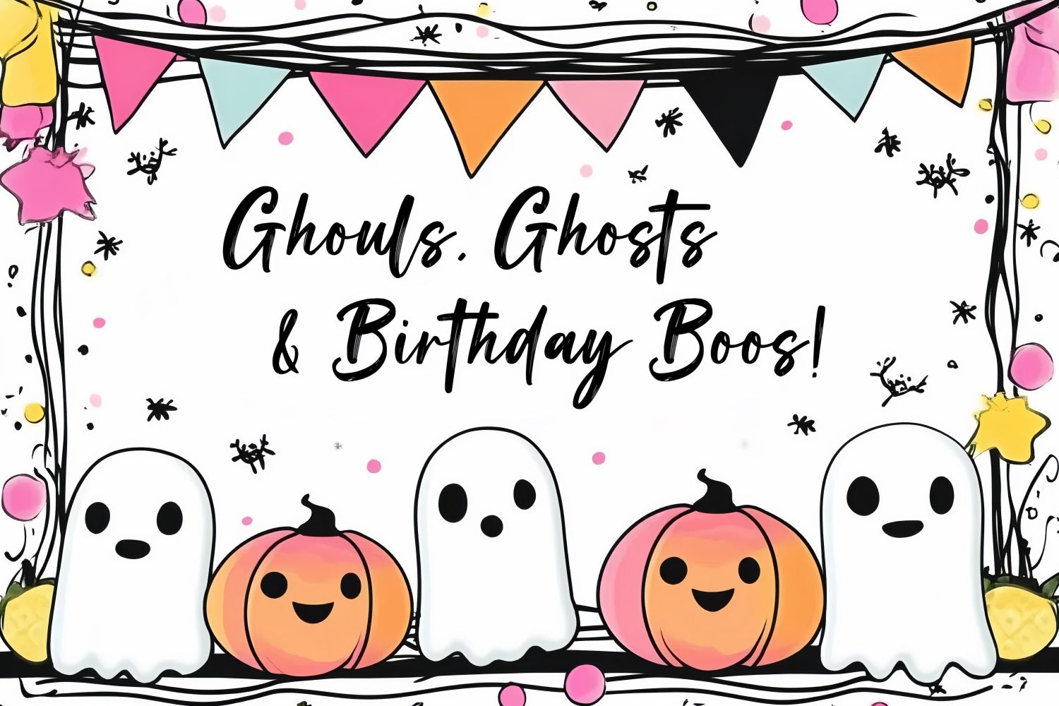 Toile de fond Anniversaire Personnalisée Fantôme Citrouille CSH4-59