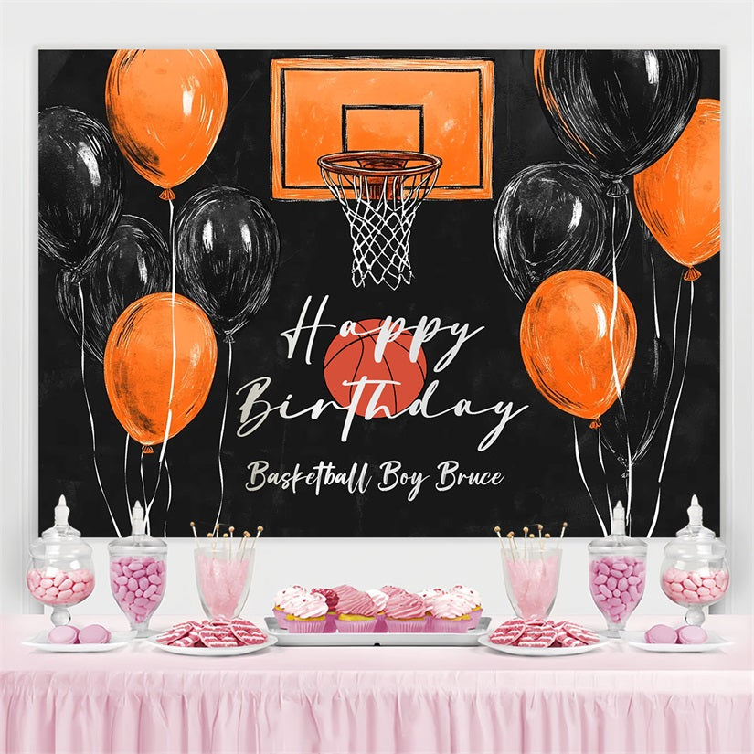 Toile de fond Deco Anniversaire Personnalisé Ballons Cerceau Basket CSH4-6