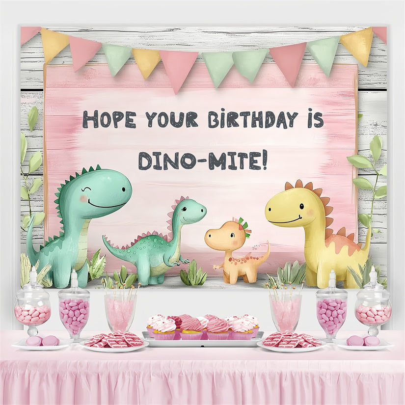 Toile de fond Anniversaire Personnalisée Amis Dinosaure Mignons CSH4-61
