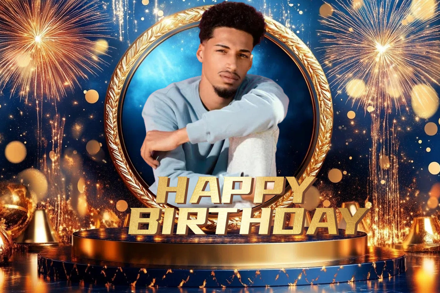 Toile de fond Anniversaire Personnalisée Feux d'Artifice Scène CSH4-69