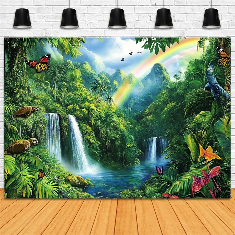 Toile de fond Forêt Arc-en-Ciel Jungle Cascade CSH4-71