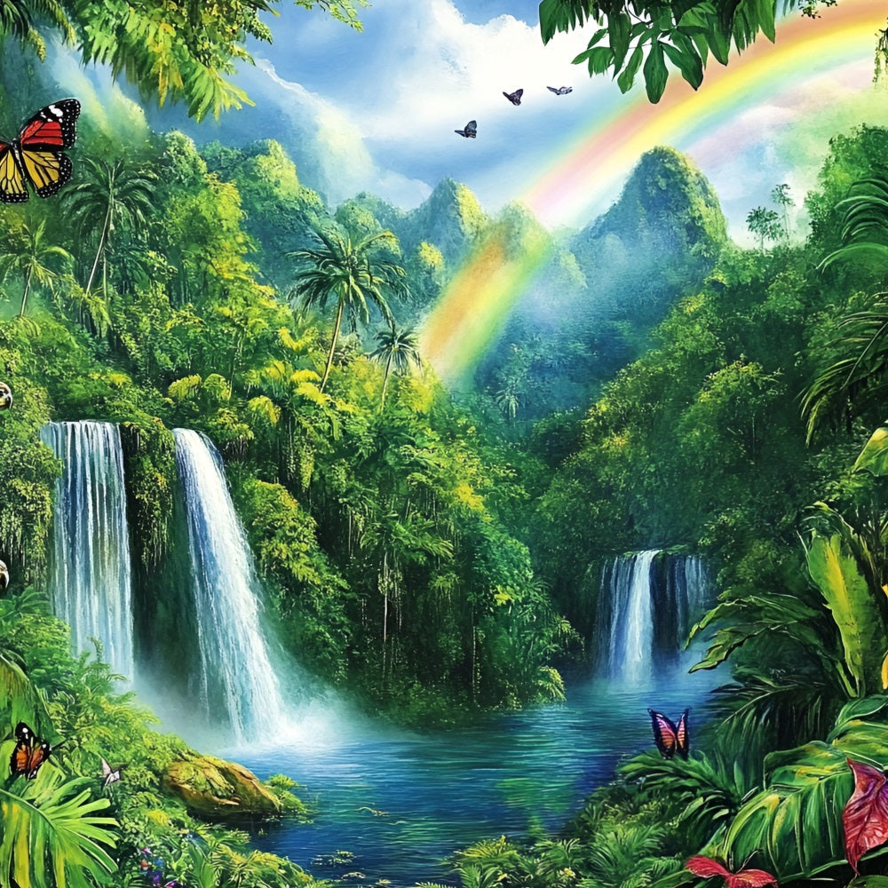Toile de fond Forêt Arc-en-Ciel Jungle Cascade CSH4-71