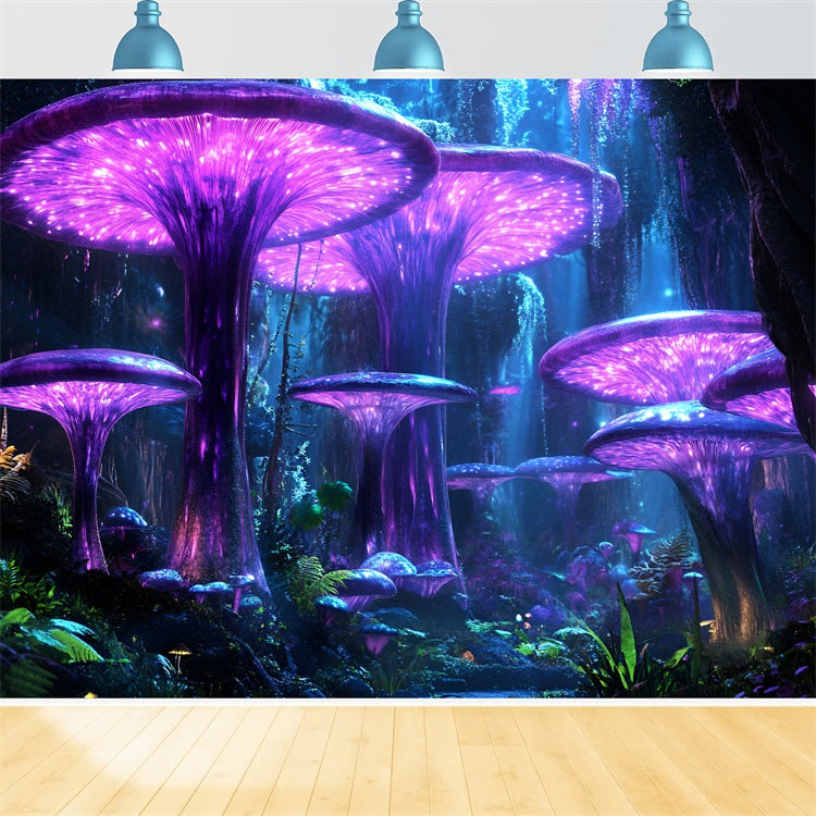 Toile de fond Photographie Forêt Champignon Violet Lumineux CSH4-75