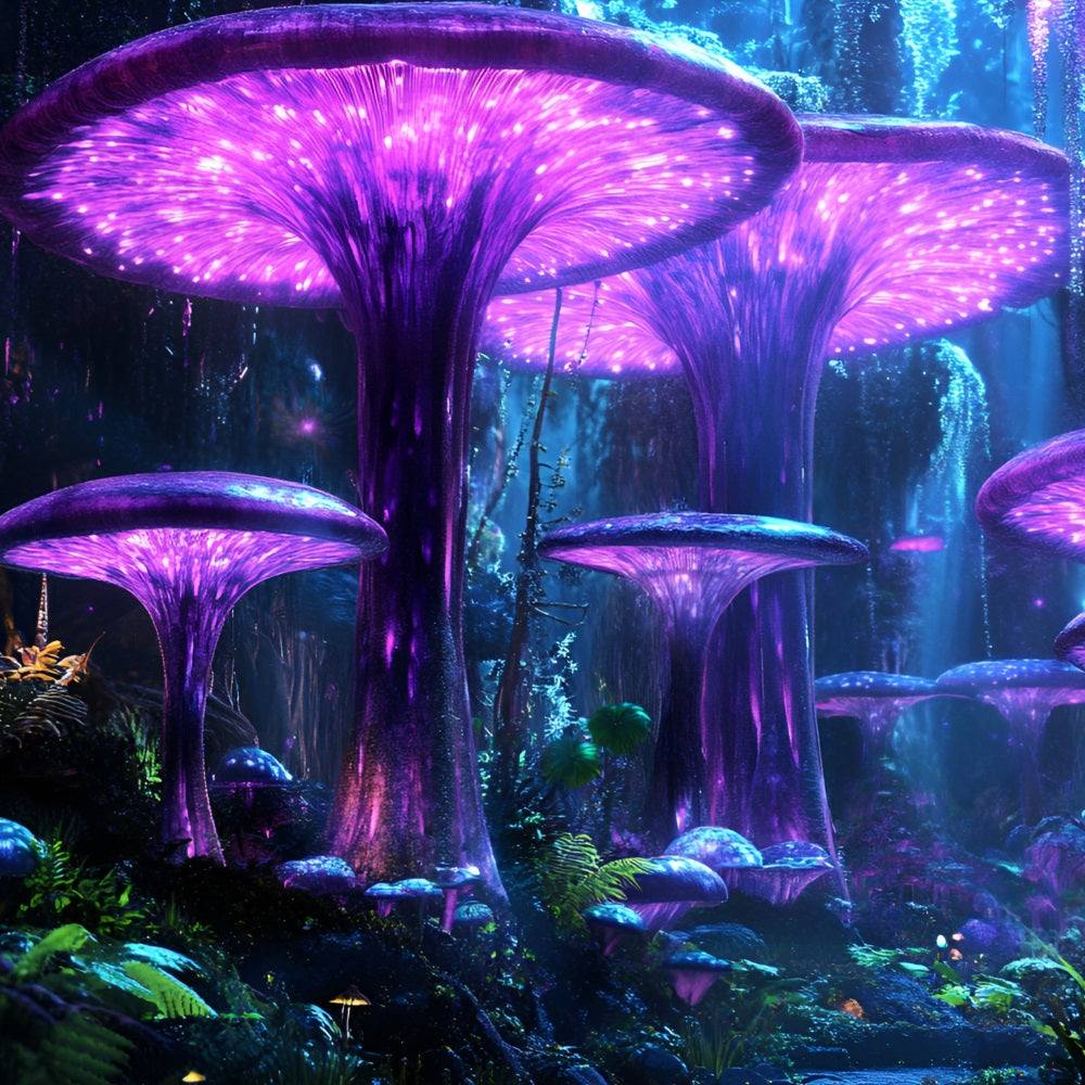 Toile de fond Photographie Forêt Champignon Violet Lumineux CSH4-75