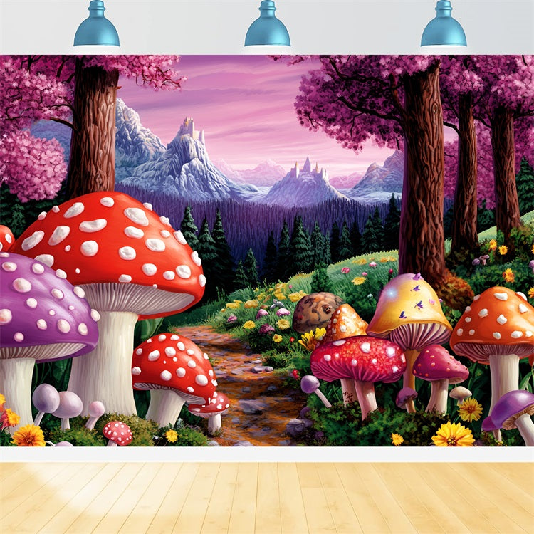 Toile de fond Forêt Sentier de Champignons Château Pics CSH4-79