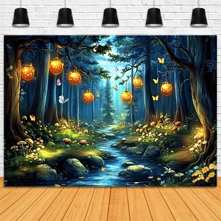 Toile de fond Forêt Enchantée Idées Lanterne Lumineuse Ruisseau CSH4-80
