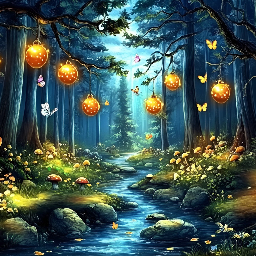 Toile de fond Forêt Enchantée Idées Lanterne Lumineuse Ruisseau CSH4-80