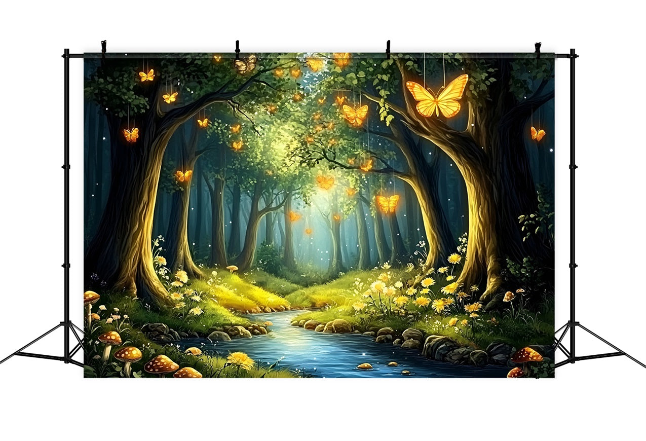 Toile de fond Forêt Photographie Papillons Dorés Matinée CSH4-81