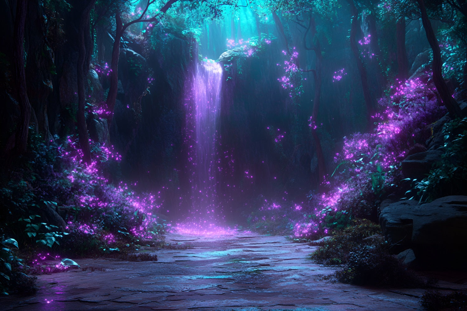 Toile de fond Forêt Photo Cascade Éclat Violet CSH4-84