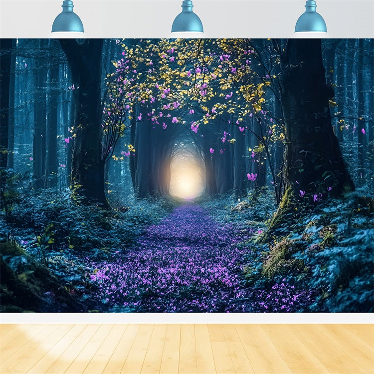 Toile de fond Forêt Enchantée Fin Radieuse Sentier Fleuri CSH4-87