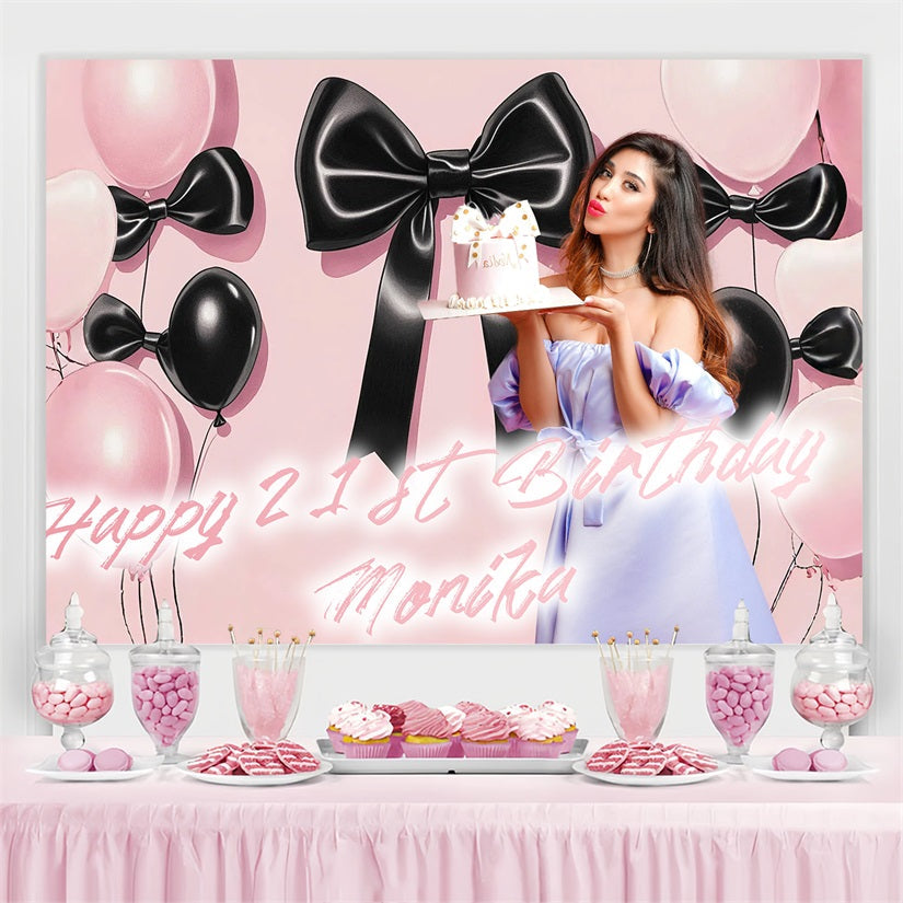 Toile de fond Anniversaire Personnalisable Ruban Ballons 21ème CSH4-9