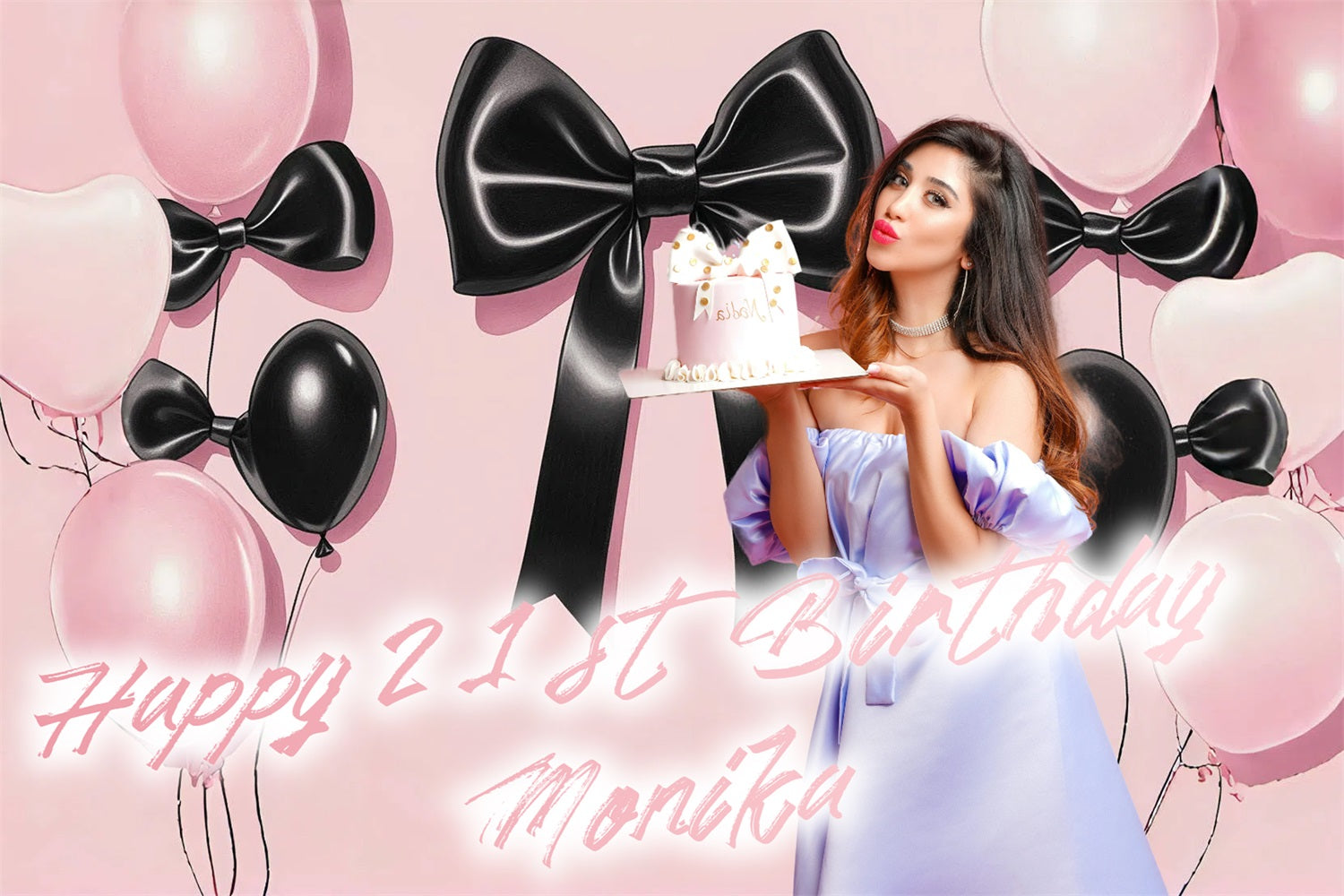 Toile de fond Anniversaire Personnalisable Ruban Ballons 21ème CSH4-9