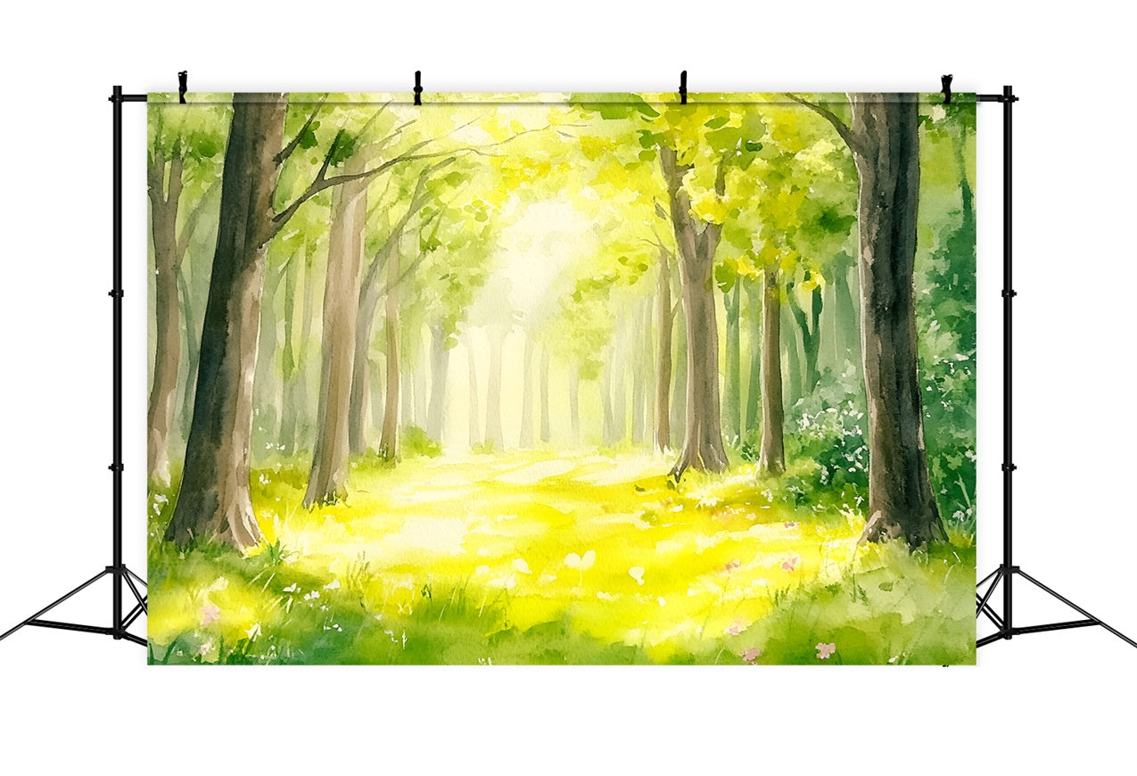 Toile de fond Forêt Photographie Sentier Ensoleillé Aquarelle CSH4-91