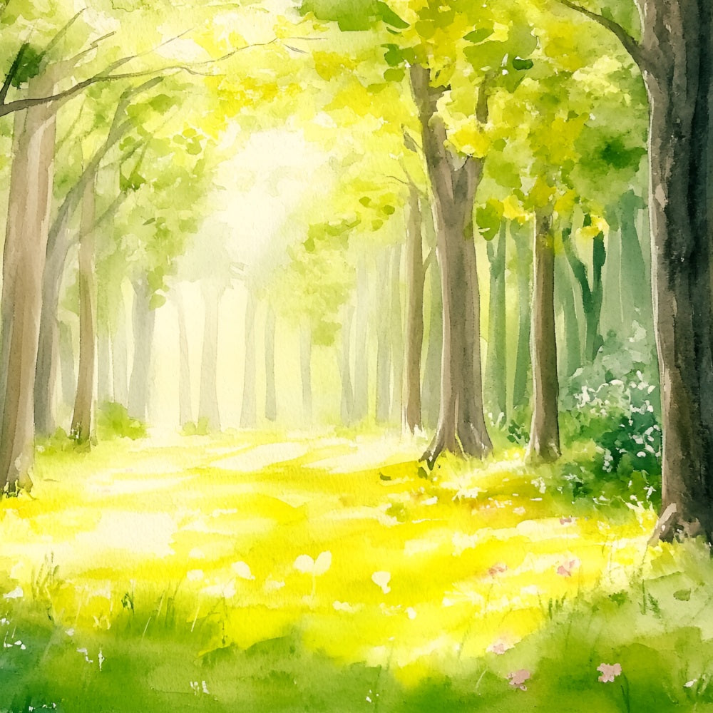 Toile de fond Forêt Photographie Sentier Ensoleillé Aquarelle CSH4-91