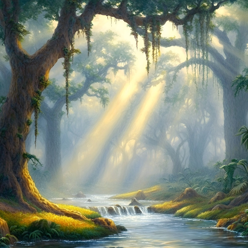 Toile de fond Forêt Photo Rivière Lumière Lumineuse CSH4-92