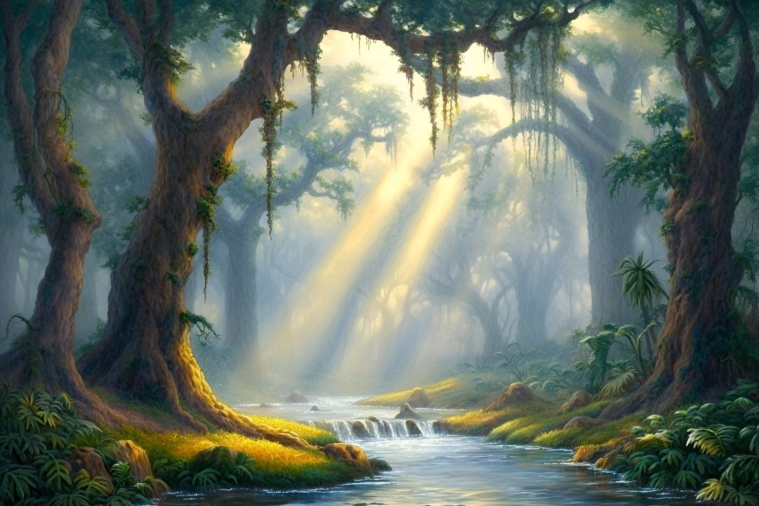 Toile de fond Forêt Photo Rivière Lumière Lumineuse CSH4-92