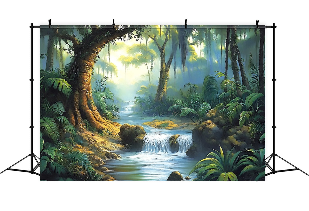 Toile de fond Forêt Tropicale Ruisseau de Forêt Pluviale CSH4-93