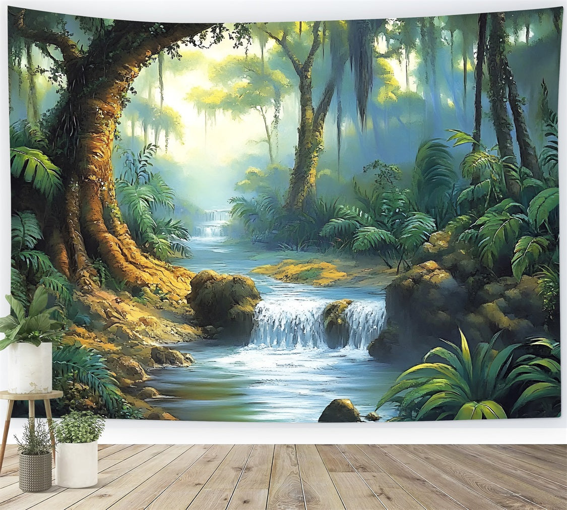 Toile de fond Forêt Tropicale Ruisseau de Forêt Pluviale CSH4-93