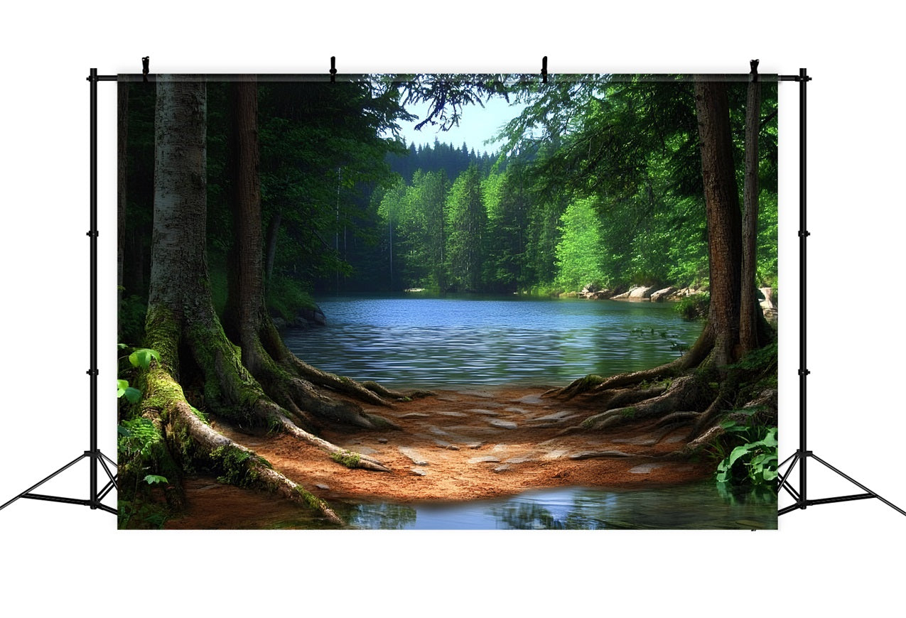 Toile de fond Forêt Photographie Lac Racines CSH4-95