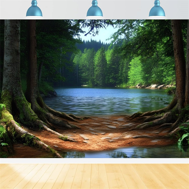 Toile de fond Forêt Photographie Lac Racines CSH4-95