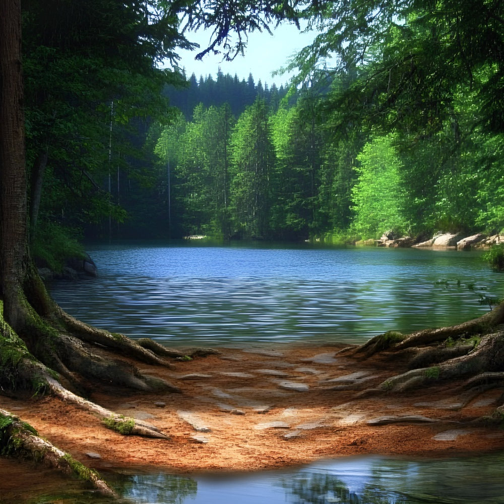 Toile de fond Forêt Photographie Lac Racines CSH4-95