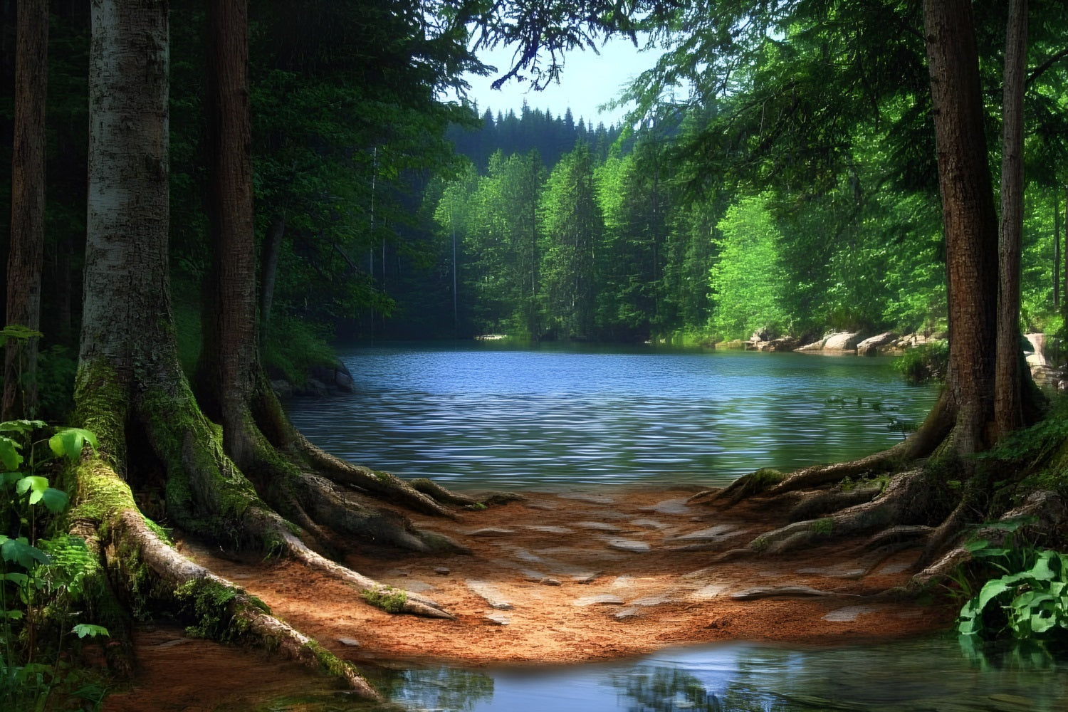 Toile de fond Forêt Photographie Lac Racines CSH4-95
