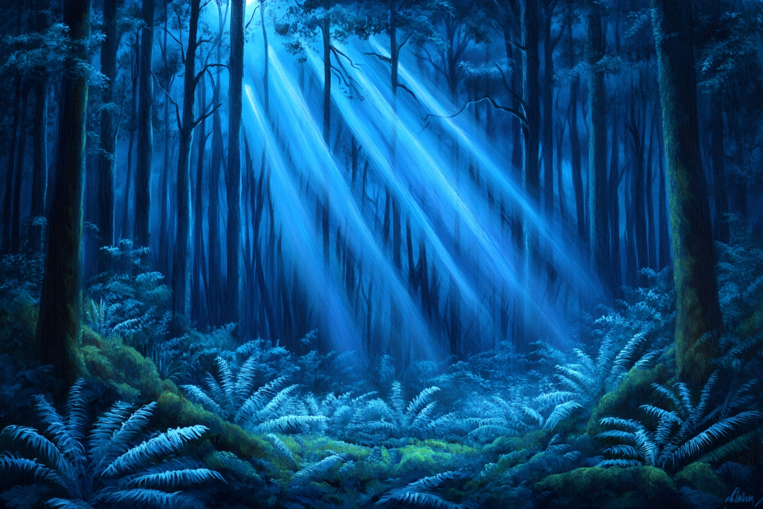 Toile de fond Forêt Enchantée Idées Rayons Bleus Rêveurs CSH4-97