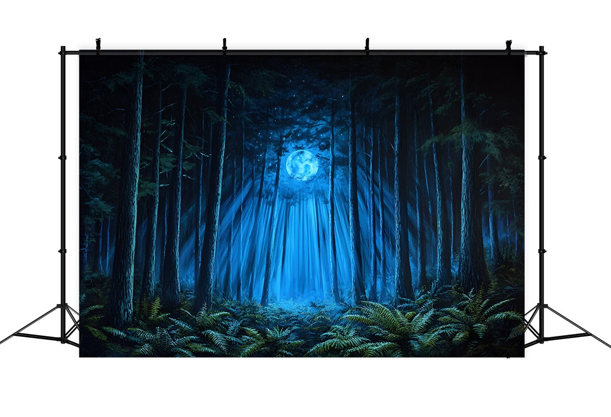 Toile de fond Forêt Photographie Arbres Enchantés Clair de Lune CSH4-98