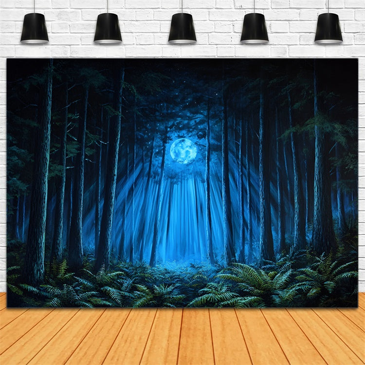 Toile de fond Forêt Photographie Arbres Enchantés Clair de Lune CSH4-98
