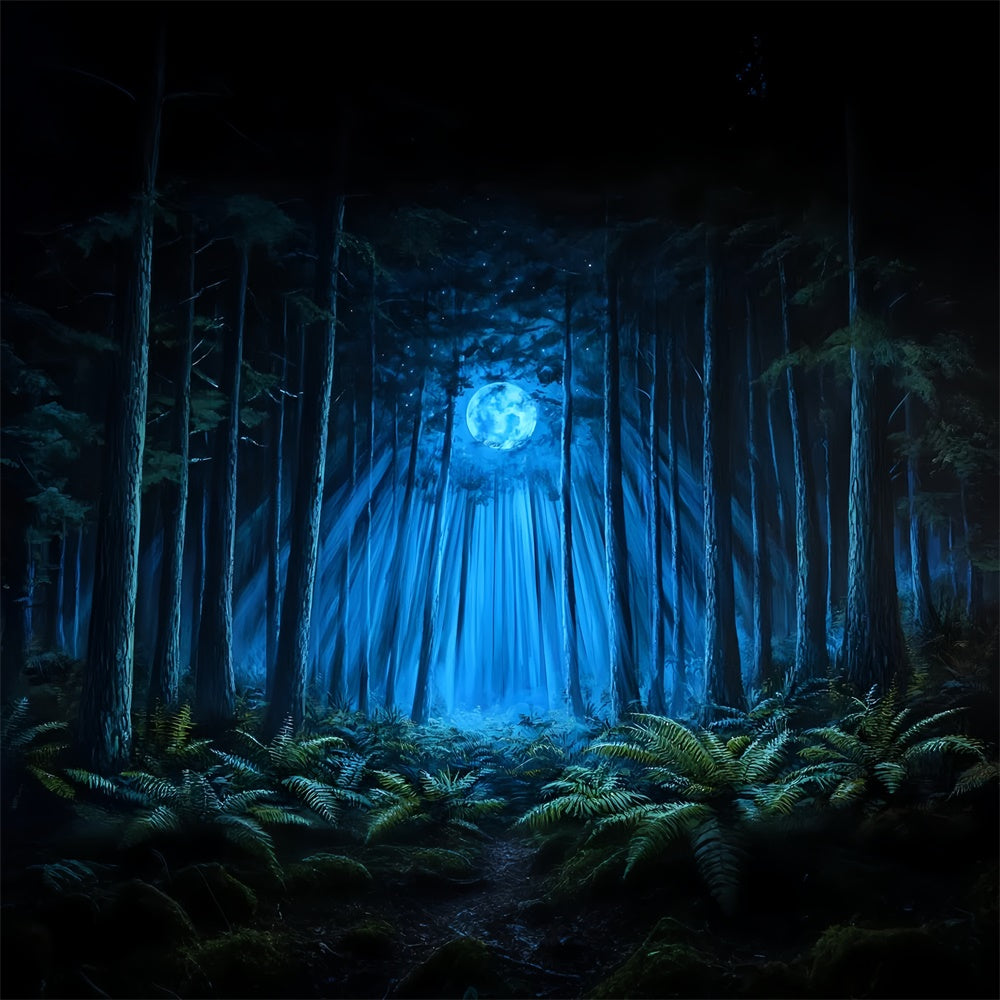 Toile de fond Forêt Photographie Arbres Enchantés Clair de Lune CSH4-98