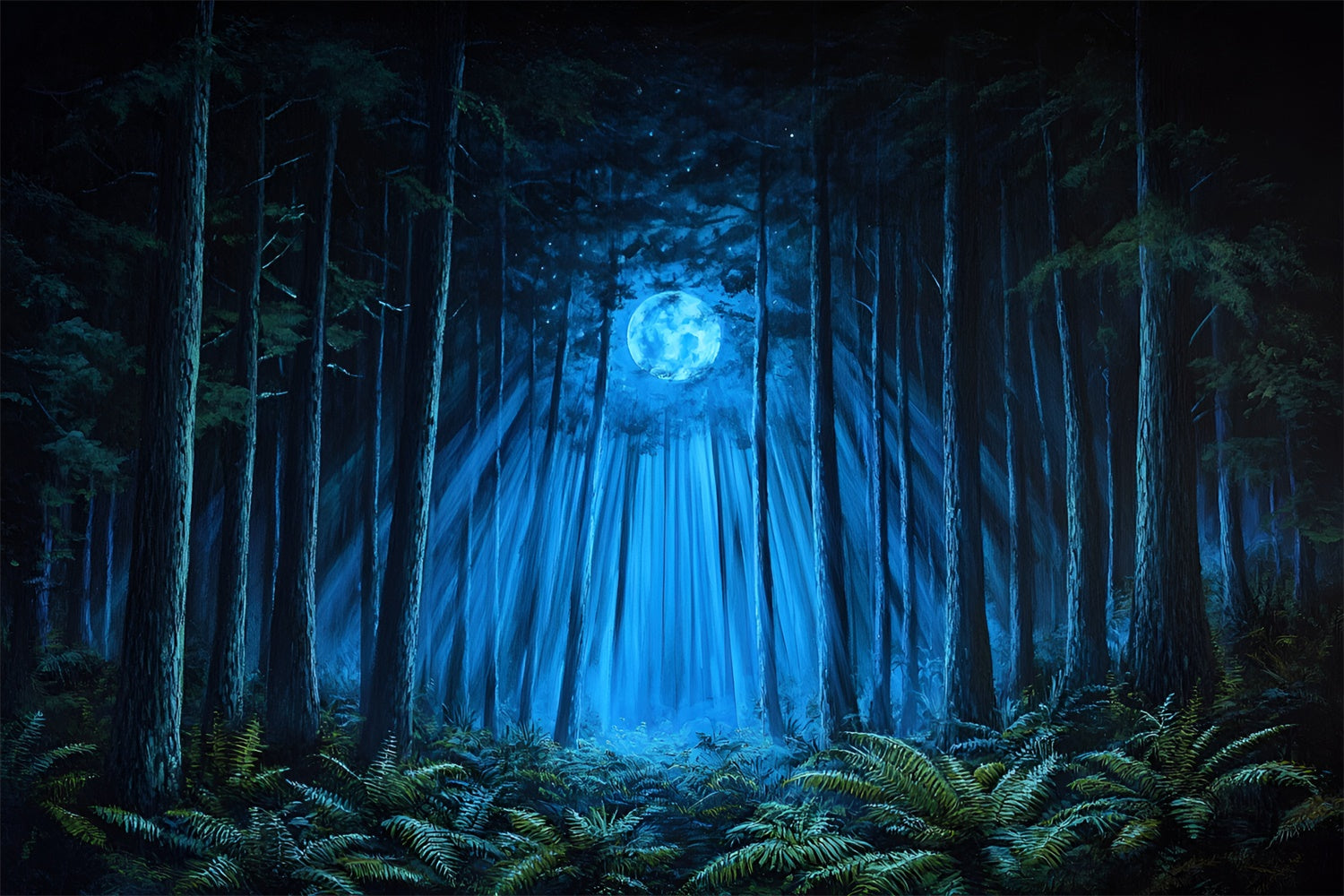 Toile de fond Forêt Photographie Arbres Enchantés Clair de Lune CSH4-98
