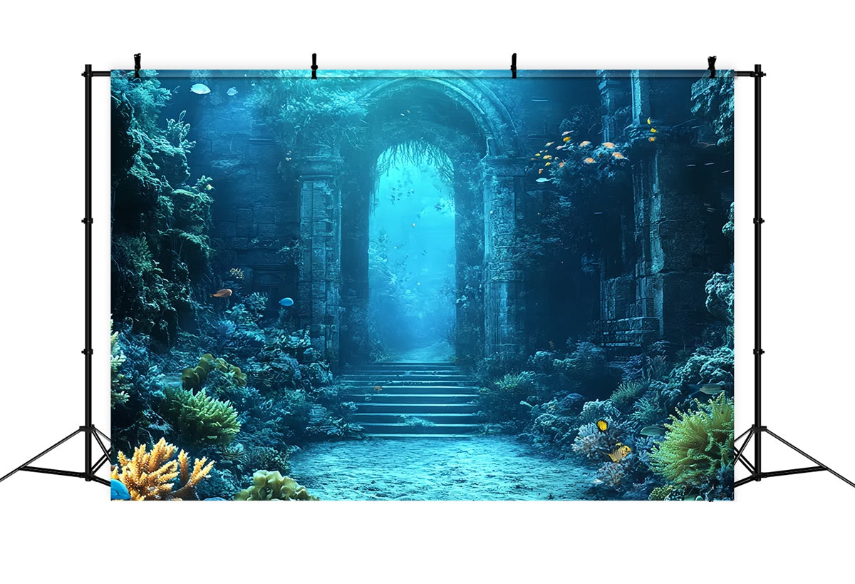 Toile de fond Sous-Marine Ruines Anciennes Corail Été CSH5-102