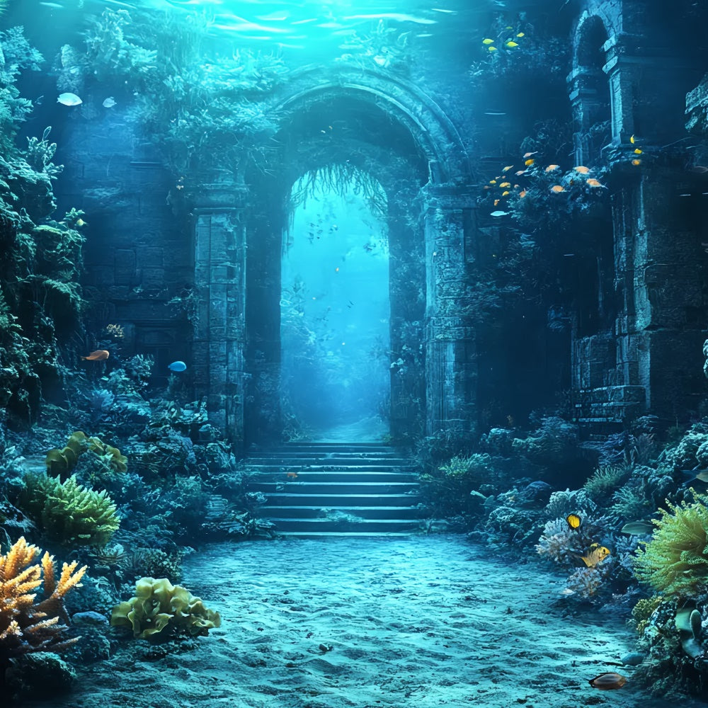 Toile de fond Sous-Marine Ruines Anciennes Corail Été CSH5-102