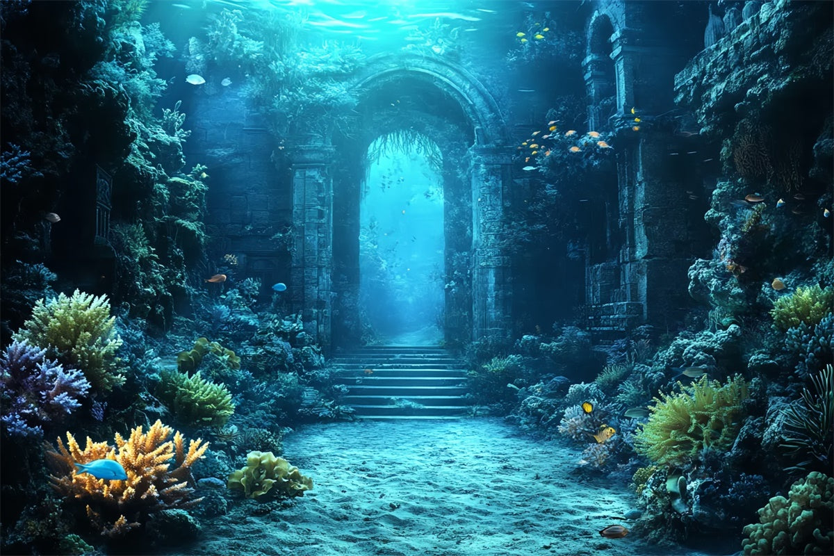 Toile de fond Sous-Marine Ruines Anciennes Corail Été CSH5-102