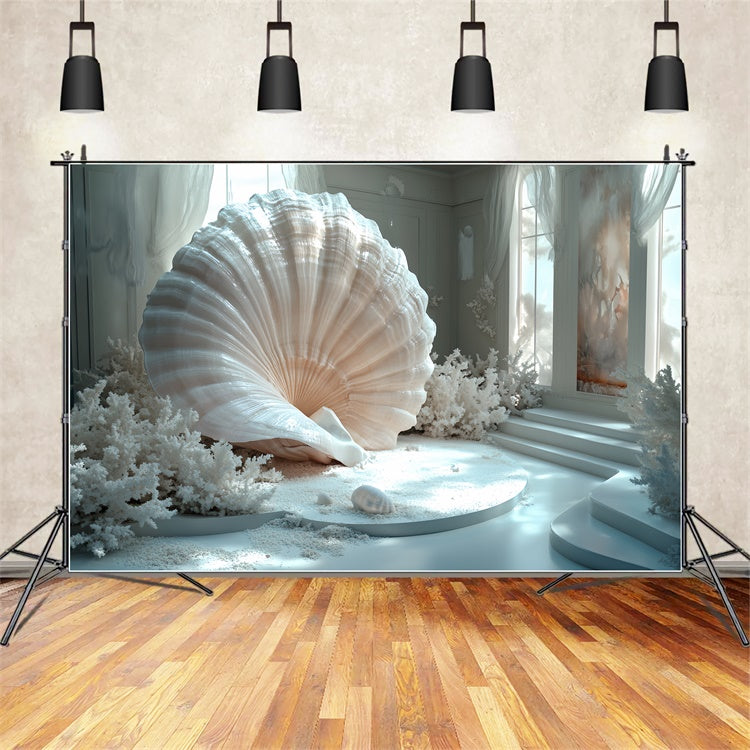 Toile de fond Été Palais de Corail Blanc Coquillage CSH5-108