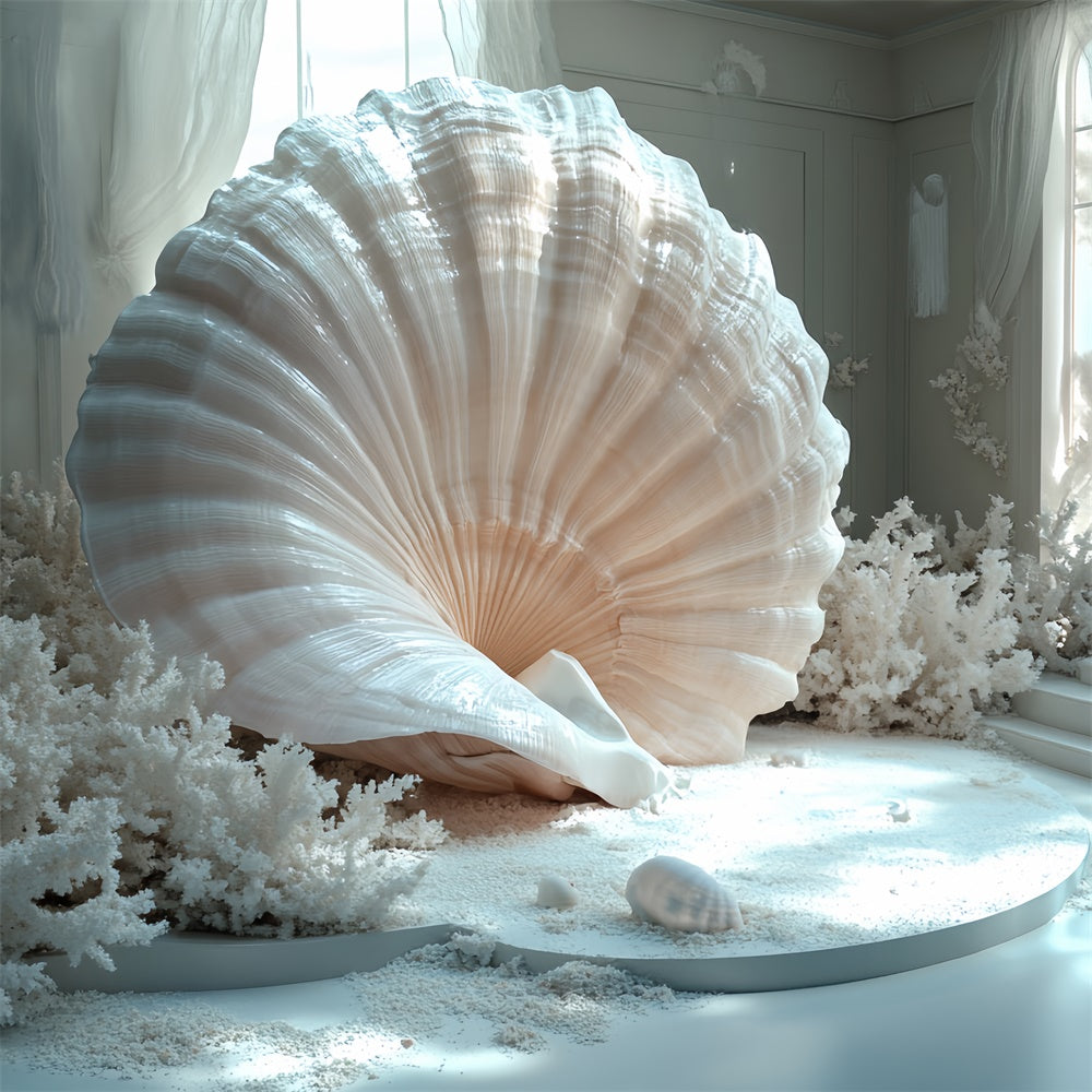 Toile de fond Été Palais de Corail Blanc Coquillage CSH5-108
